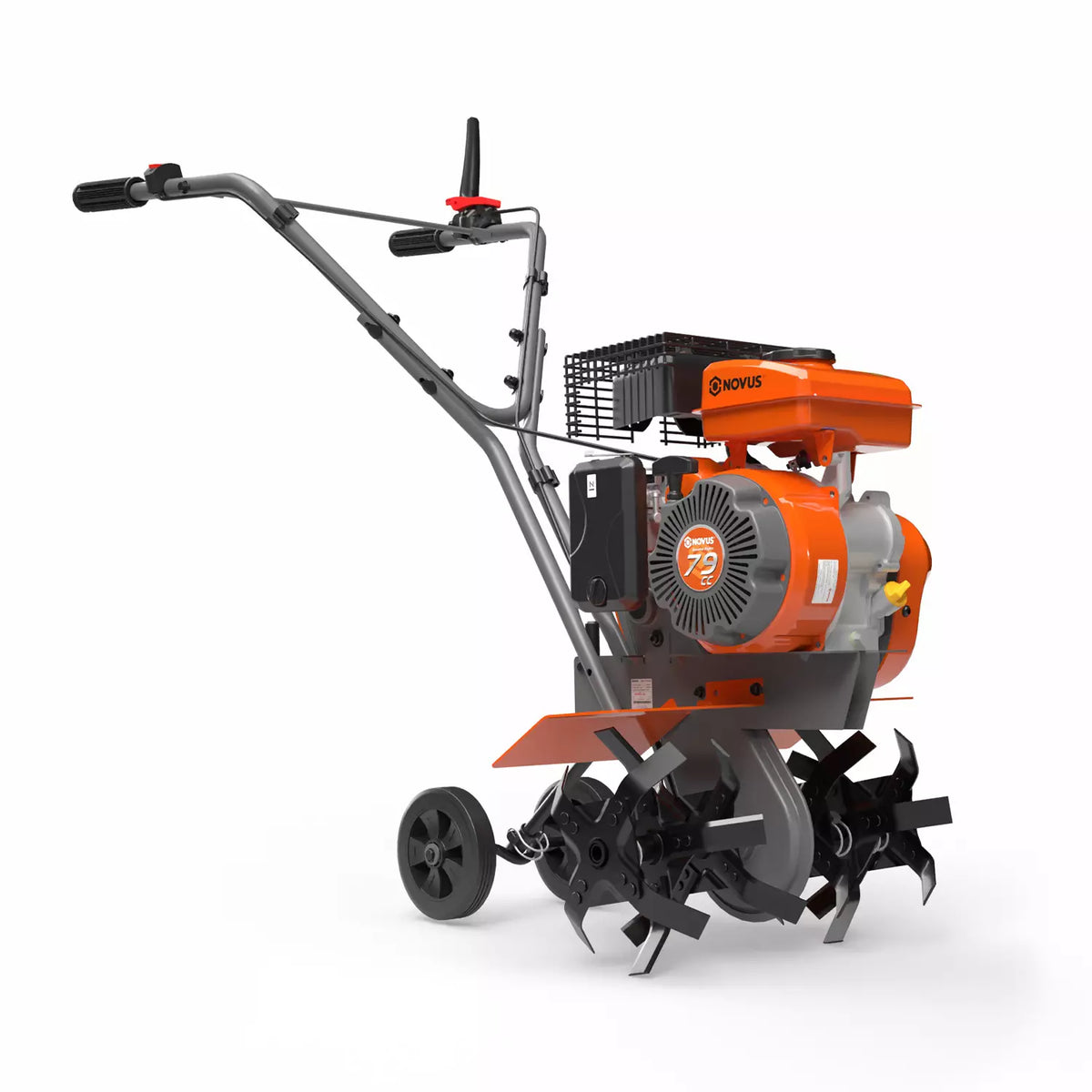 NOVUS 2-in-1 Gas Tiller for Gardening, 4-Cycle Front Tine Tiller Cultivator,9"-17" Tool-Free Tilling Width Adjustment, 24 Steel Tines, Never-Flat Wheels, 79CC Garden Tiller for Lawn, Soil Cultivation