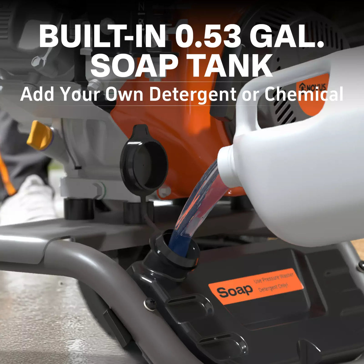 NOVUS Gas Pressure Washer, 3100 PSI 2.5 GPM Power Washer, 30FT Hose, 5 Nozzles, Onboard Soap Tank, Steel Spray Wand, Portable Gas Powered Pressure Washer for Vehicles Driveways Patios Fences Furniture