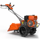 NOVUS 17 Inch Dual Direction Rear Tine Tiller, 212CC 4 Cycle Gas Engine, Independent Control Panel, Instant Reverse Power Tiller with 14” Tires, Gas Tiller for Gardening Farming