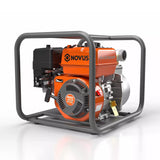 NOVUS 2-Inch Semi Trash Pump with Foldable Handle and Wheels, 212cc 4 Cycle Engine, 50ft Discharge Hose, 12ft Suction Hose with Quick Cam Lock Coupler,Gas Powered Irrigation Water Pump, EPA Certified