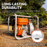 NOVUS 2-Inch Semi Trash Pump with Foldable Handle and Wheels, 212cc 4 Cycle Engine, 50ft Discharge Hose, 12ft Suction Hose with Quick Cam Lock Coupler,Gas Powered Irrigation Water Pump, EPA Certified