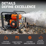 NOVUS 2-inch Semi Trash Pump, 212cc 4 Cycle Engine, 141 GPM 100ft Lift 23ft Suction, Gas Powered Water Pump for Pond Pool Draining Gardening Irrigation,EPA Certified