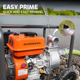 NOVUS 2-inch Semi Trash Pump, 212cc 4 Cycle Engine, 141 GPM 100ft Lift 23ft Suction, Gas Powered Water Pump for Pond Pool Draining Gardening Irrigation,EPA Certified
