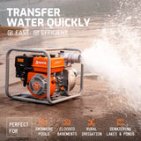 NOVUS Semi Trash Pump 3 Inch, 212cc 4 Cycle Engine, 238 GPM 100ft Lift 23ft Suction, Gas Powered Water Pump for Pond Pool Draining Gardening Irrigation, EPA Certified