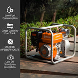 NOVUS Semi Trash Pump 3 Inch, 212cc 4 Cycle Engine, 238 GPM 100ft Lift 23ft Suction, Gas Powered Water Pump for Pond Pool Draining Gardening Irrigation, EPA Certified
