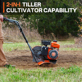 NOVUS 2-in-1 Gas Tiller for Gardening, 4-Cycle Front Tine Tiller Cultivator,9"-17" Tool-Free Tilling Width Adjustment, 24 Steel Tines, Never-Flat Wheels, 79CC Garden Tiller for Lawn, Soil Cultivation