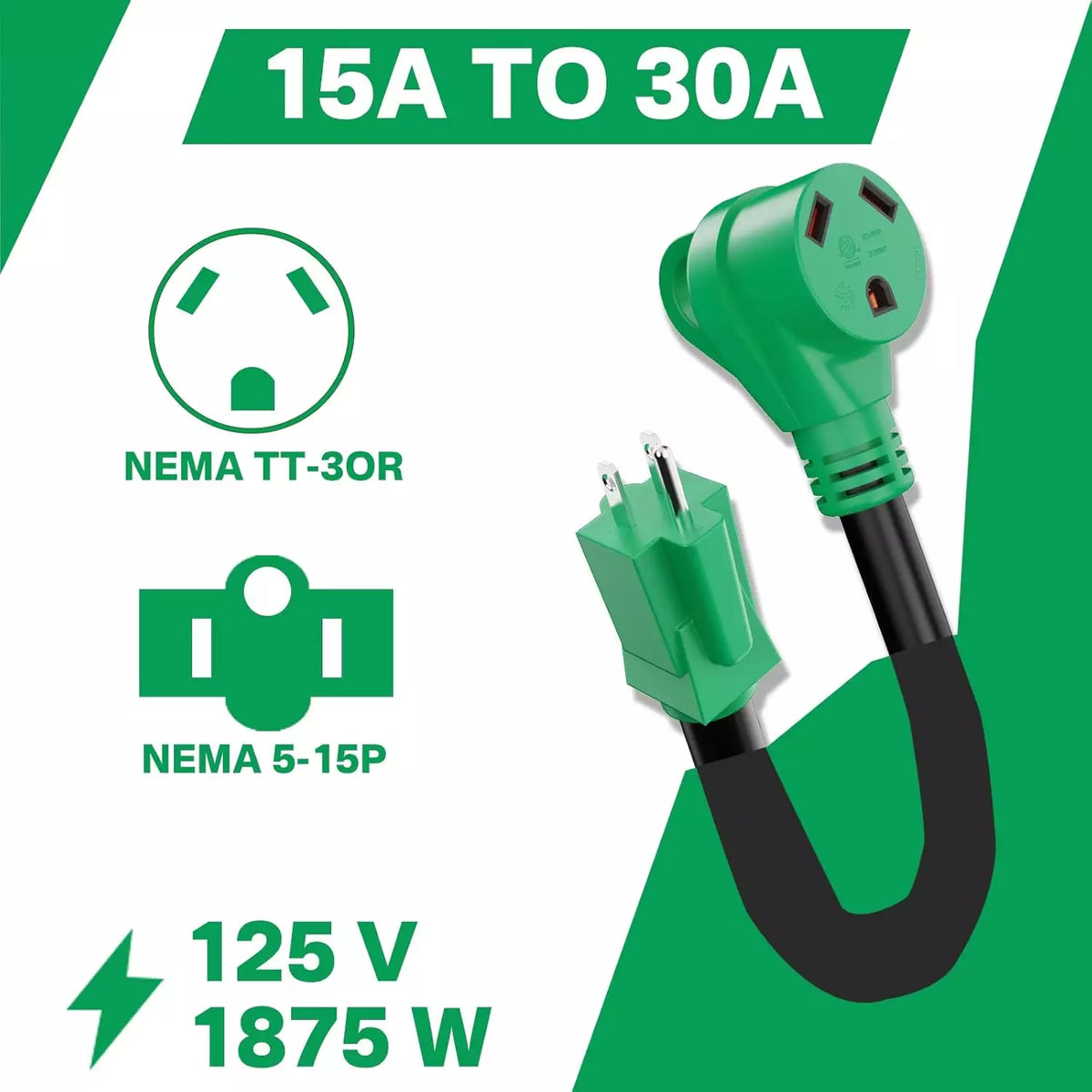 15 Amp To 30 Amp RV Power Adapter Cord