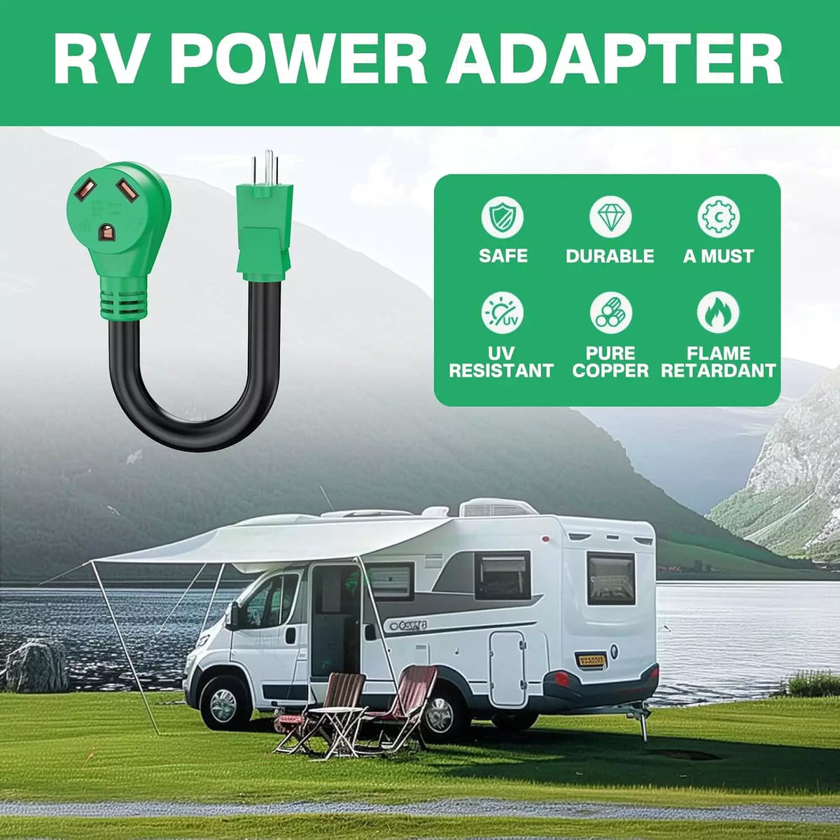 15 Amp To 30 Amp RV Power Adapter Cord