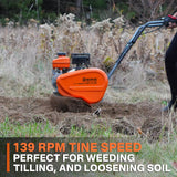 NOVUS 2-in-1 Gas Tiller for Gardening, 4-Cycle Front Tine Tiller Cultivator,9"-17" Tool-Free Tilling Width Adjustment, 24 Steel Tines, Never-Flat Wheels, 79CC Garden Tiller for Lawn, Soil Cultivation