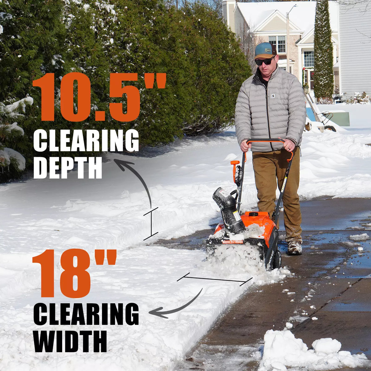 NOVUS Single Stage Gas Snow Blower, 18" Clearing Width, 10.5" Clearing Depth, 190° Remote Chute Control, Compact, Lightweight Design, Steel-Reinforced Rubber Auger, Recoil Start