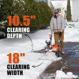 NOVUS Single Stage Gas Snow Blower, 18" Clearing Width, 10.5" Clearing Depth, 190° Remote Chute Control, Compact, Lightweight Design, Steel-Reinforced Rubber Auger, Recoil Start