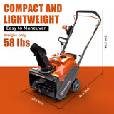 NOVUS Single Stage Gas Snow Blower, 18" Clearing Width, 10.5" Clearing Depth, 190° Remote Chute Control, Compact, Lightweight Design, Steel-Reinforced Rubber Auger, Recoil Start