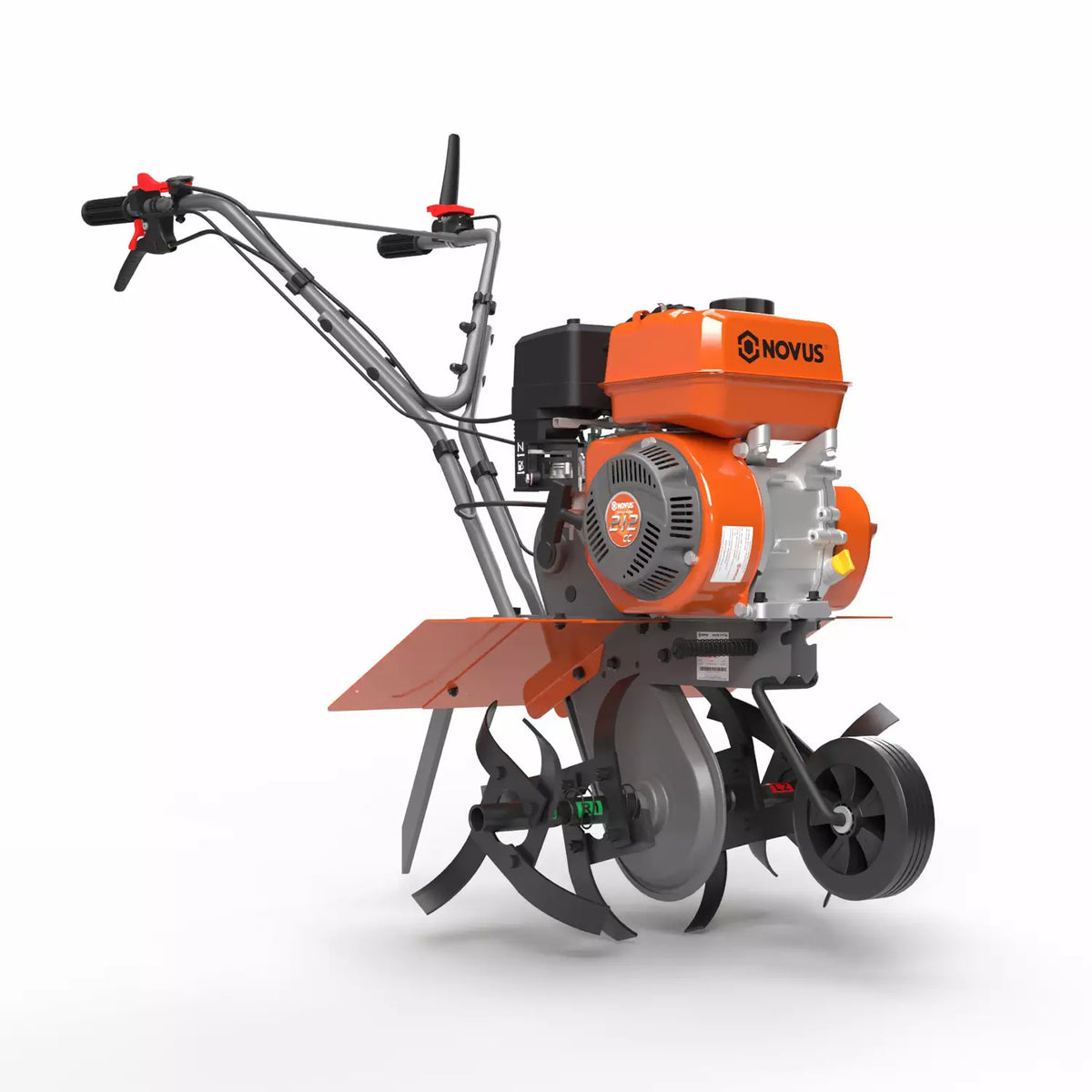 NOVUS 212cc 4 Cycle Front Tine Tiller Cultivator, Tilling Width Adjustment 12"-21", Forward and Reverse Controls, Airless Tires, Powerfull Gas Tiller for Gardening Weeding Cultivating Digging
