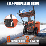 NOVUS Gas Snow Blower 24 Inch, 2 Stage Self Propelled Snow Thrower, 212cc OHV Snow Engine with Electric Start, Steel Auger, LED Headlight, 190° Chute Rotation, Up to 40ft Throwing Distance