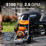 NOVUS Gas Pressure Washer, 3100 PSI 2.5 GPM Power Washer, 30FT Hose, 5 Nozzles, Onboard Soap Tank, Steel Spray Wand, Portable Gas Powered Pressure Washer for Vehicles Driveways Patios Fences Furniture