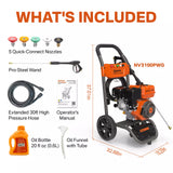 NOVUS Gas Pressure Washer, 3100 PSI 2.5 GPM Power Washer, 30FT Hose, 5 Nozzles, Onboard Soap Tank, Steel Spray Wand, Portable Gas Powered Pressure Washer for Vehicles Driveways Patios Fences Furniture