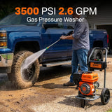 NOVUS Gas Pressure Washer 3500 PSI 2.6 GPM, 212cc Engine | with Onboard Soap Tank, 5 Nozzles, Spray Gun, Wand, 30-ft Hose,for Driveways, Concrete, Patios, and Home Outdoor Cleaning
