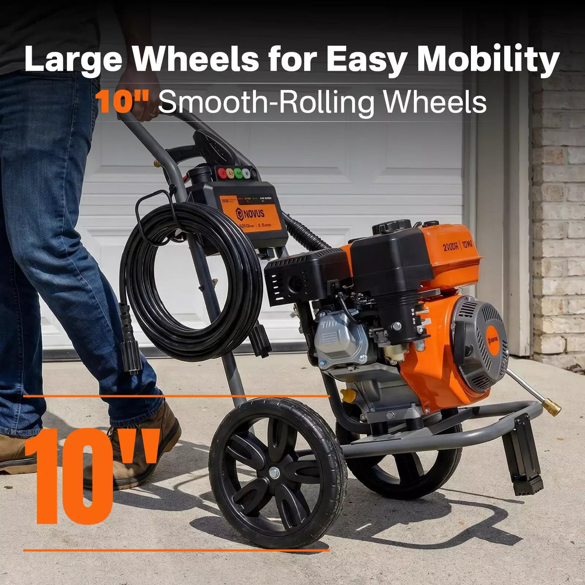 NOVUS Gas Pressure Washer 3500 PSI 2.6 GPM, 212cc Engine | with Onboard Soap Tank, 5 Nozzles, Spray Gun, Wand, 30-ft Hose,for Driveways, Concrete, Patios, and Home Outdoor Cleaning