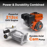 NOVUS Gas Pressure Washer 3500 PSI 2.6 GPM, 212cc Engine | with Onboard Soap Tank, 5 Nozzles, Spray Gun, Wand, 30-ft Hose,for Driveways, Concrete, Patios, and Home Outdoor Cleaning