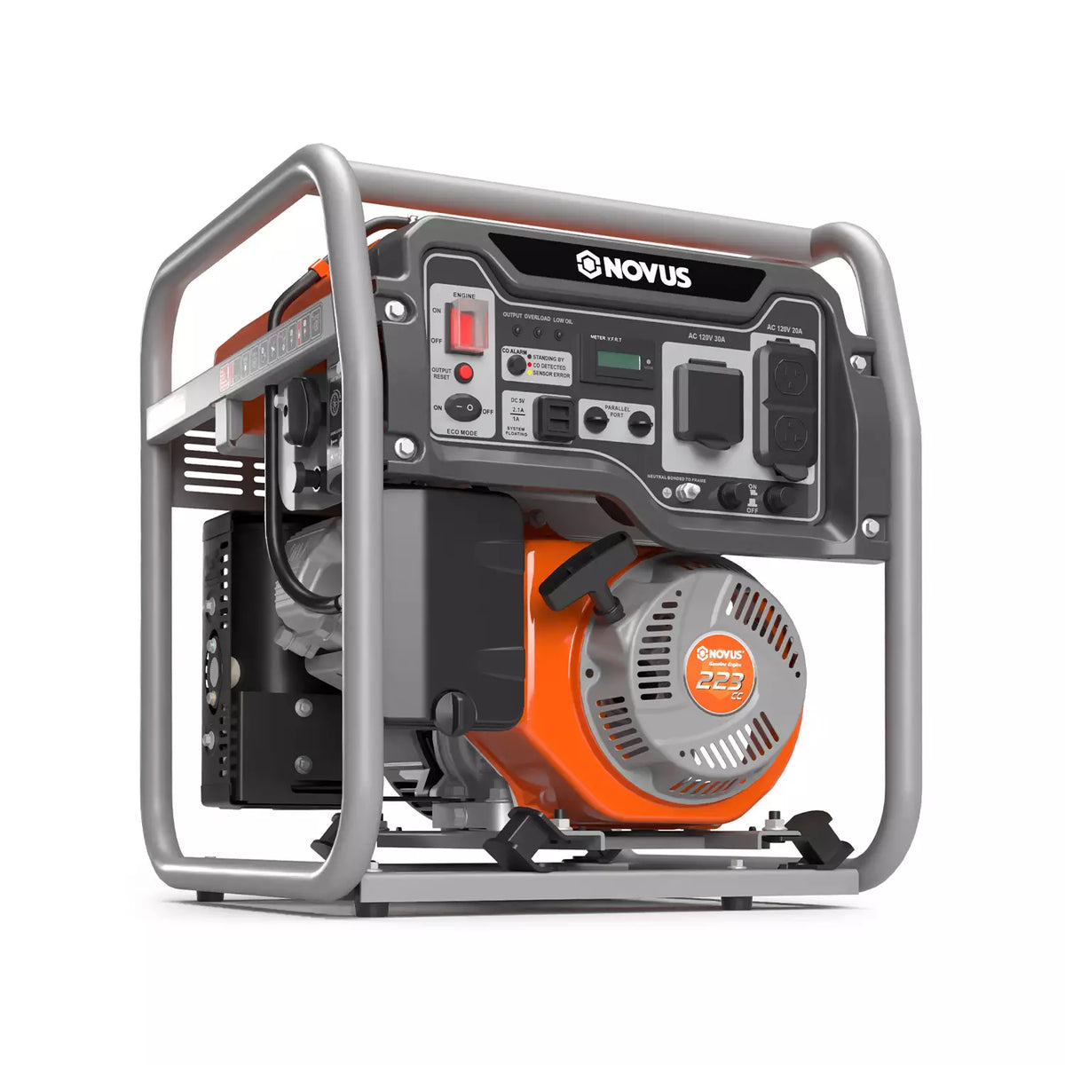 NOVUS Real 4000W Inverter Generator, Reliable 223cc Engine Gas Generator, Lightweight Outdoor Generator for Camping, Home and RV, with EPA Compliant, Eco Model Feature, GFCI Outlets and CO Sensor