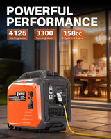 NOVUS 4125W Inverter Generator with Wheels, Portable Gas Powered Generator | Telescoping Handle, Quiet Gas Generators for Home Use, Camping, Emergency Backup, 30A RV Outlet, CO Sensor